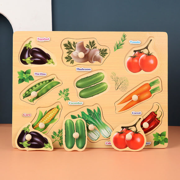 Wooden Puzzle - Vegetables (with back picture)