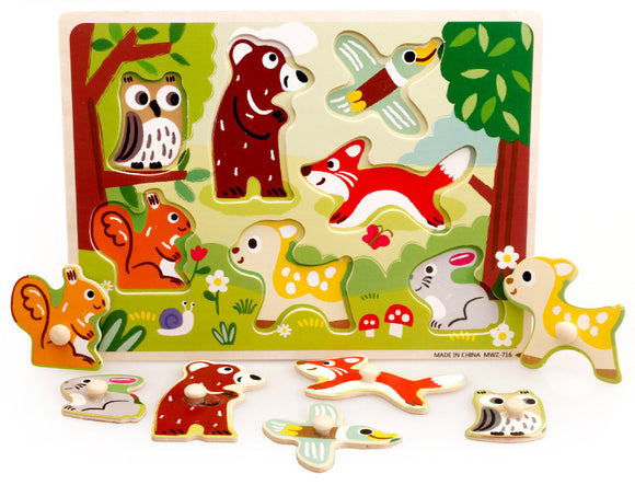 Wooden Puzzle w-handle - Forest