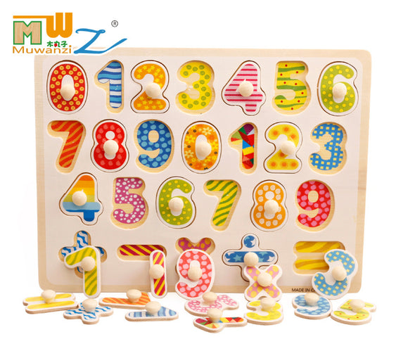 Wooden Puzzle w-handle - Numbers