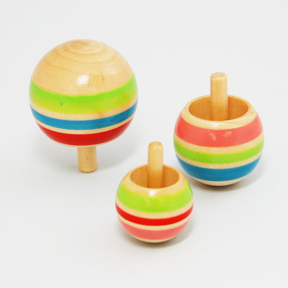 Wooden Color Whipping Top Gyro Set (3 pcs)
