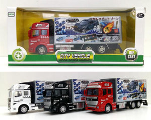 Die cast pull back action transport truck