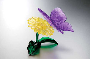 3D Crystal Puzzle - Butterfly and Flower(Purple-Yellow)
