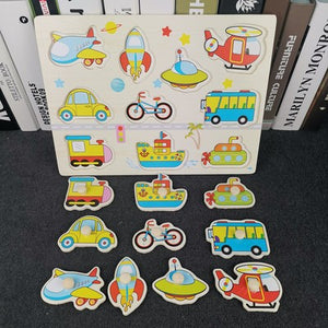 Wooden Puzzle w-handle - Vehicles