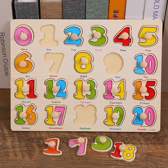 Wooden Puzzle W-Handle - Number 1-20