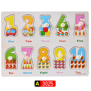 Wooden Puzzle W-Handle - Number