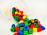 120 pcs Assorted Plastic Lacing Beads in a Bucket