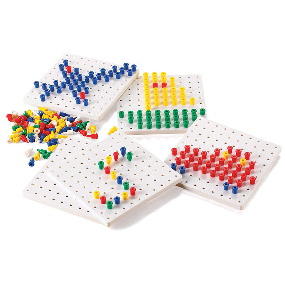 Pegs and Peg Board Set, 5 Boards, 1000 Pegs (Pack of 1005)