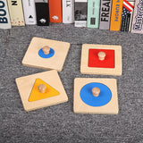 Montessori 4 Geometric Shape Wooden Puzzle w-handle
