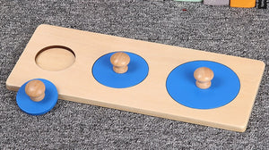 Montessori Three Circles Shape Wooden Puzzle W-Handle
