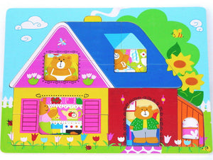 Bear's home wooden puzzle (2 layers)