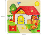 Wooden Puzzle with Handle - Farm House